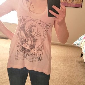 Large, Pastel Pink Tank Top, BoHo, John Lennon  "Peace is Now."